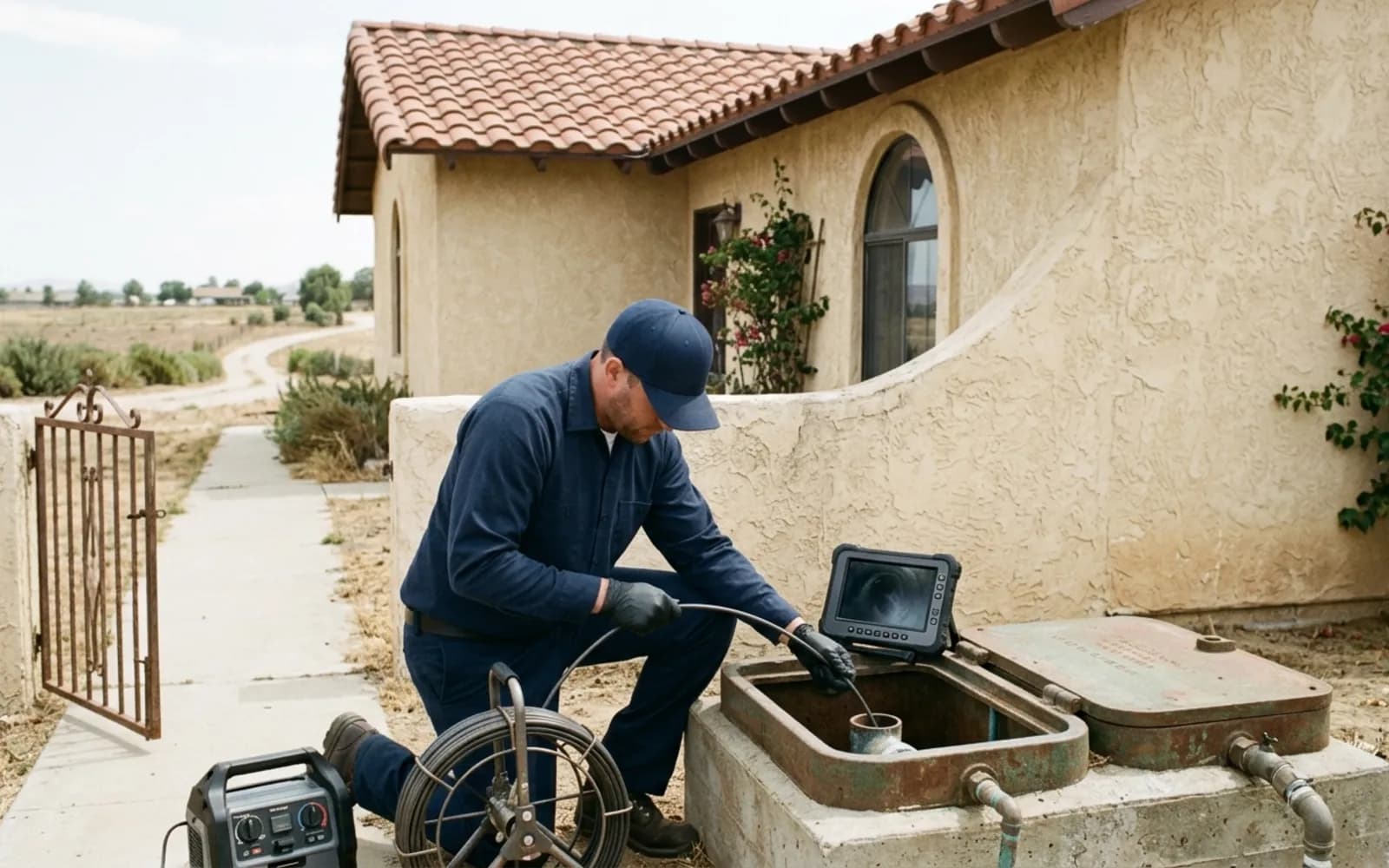 Vantage plumber inspecting a sewer line at a Point Loma home